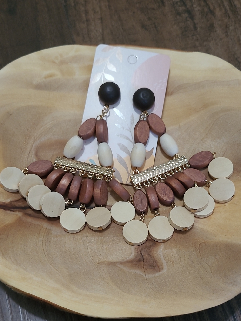 Very Large Wooden Boho Earrings